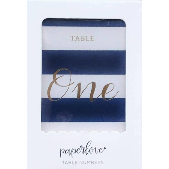 Paper Love Elegant Table Number Cards Navy Blue & Ivory Gold Foil Print Numbered - Picture 1 of 2